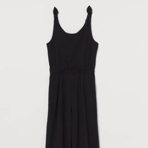 H*M Jersey Jumpsuit Romper with Knotted Straps | Black | 12-13Y